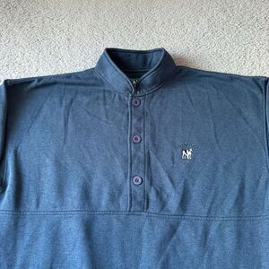 Big Dogs Sweater Mens Large Blue Lined Henley Mock Neck Lined Sweatshirt Outdoor